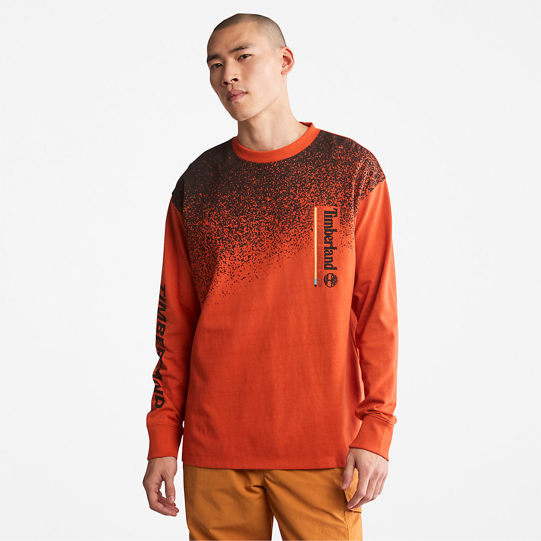 Timberland Mens Outdoor Archive Long-sleeved Graphic T-Shirt in Orange
