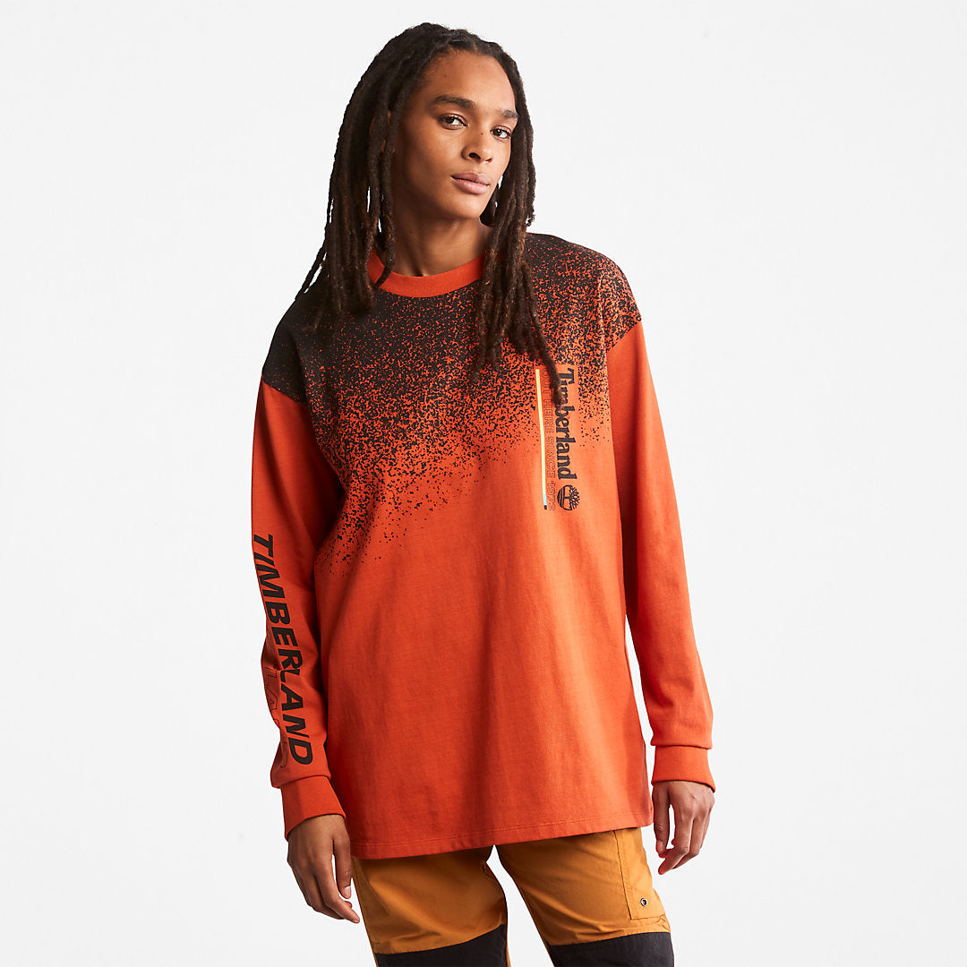 Timberland Mens Outdoor Archive Long-sleeved Graphic T-Shirt in Orange