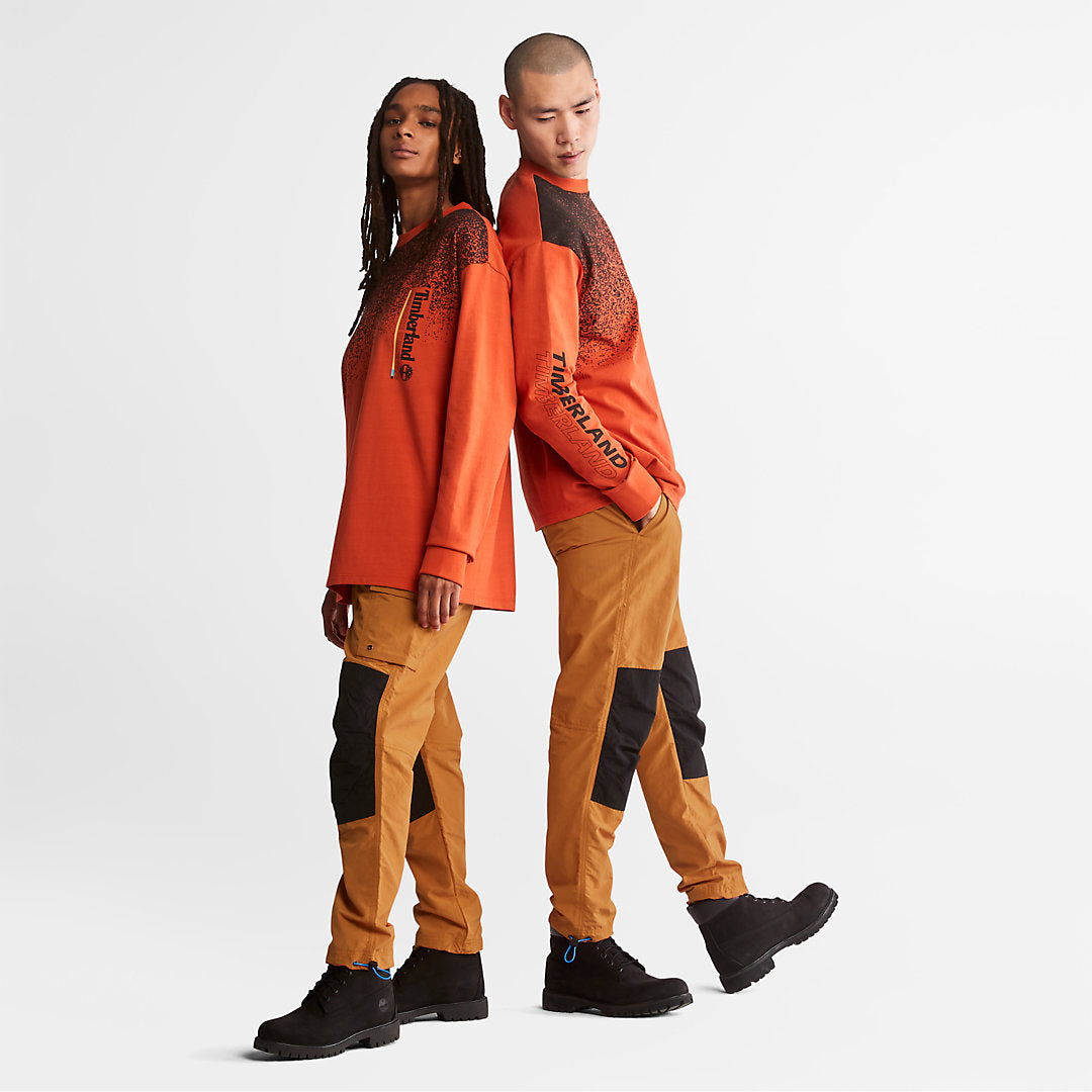 Timberland Mens Outdoor Archive Long-sleeved Graphic T-Shirt in Orange