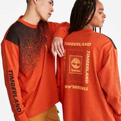 Timberland Mens Outdoor Archive Long-sleeved Graphic T-Shirt in Orange