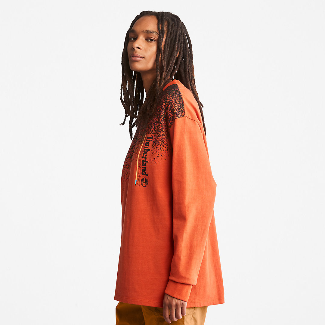 Timberland Mens Outdoor Archive Long-sleeved Graphic T-Shirt in Orange